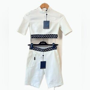 🚩steal authentic Louis Vuitton Ivory Jumpsuit with Dark Blue Details